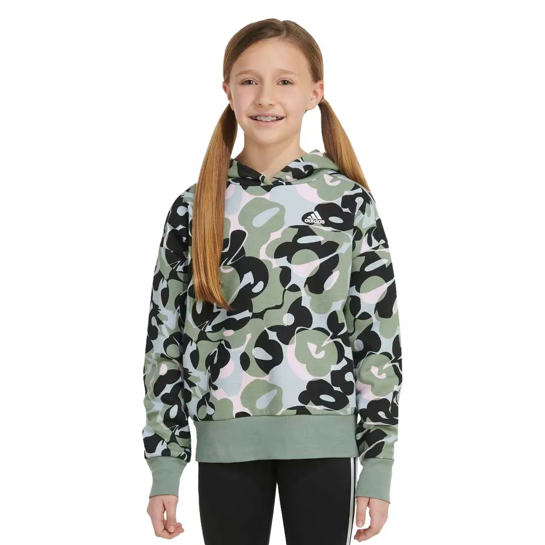 Adidas - Junior Girls Loose Fit All Over Print Hoodie (IQ5979)