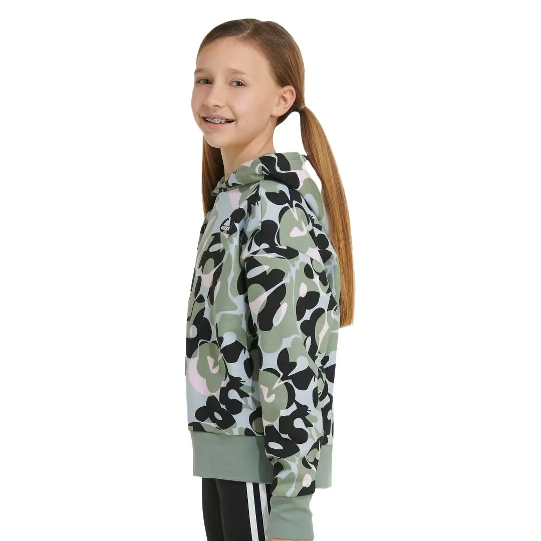Adidas - Junior Girls Loose Fit All Over Print Hoodie (IQ5979)