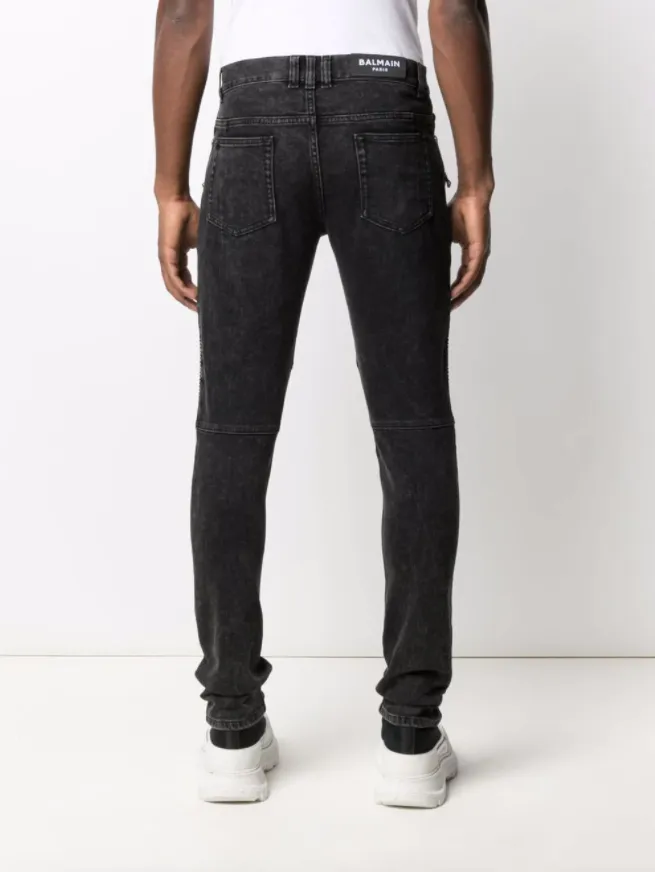 Balmain logo-patch zip-detail denim jeans