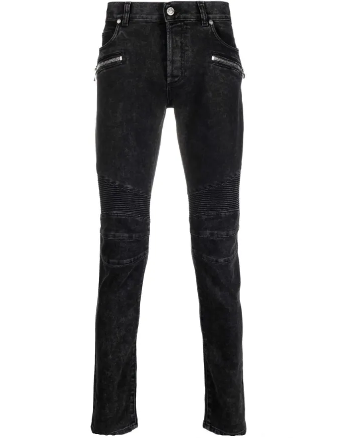 Balmain logo-patch zip-detail denim jeans