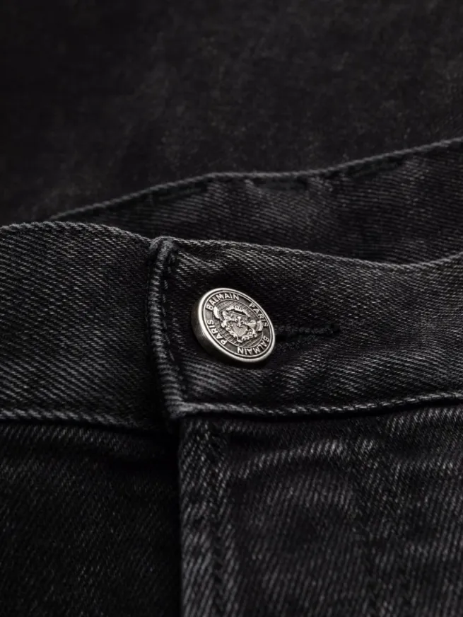 Balmain logo-patch zip-detail denim jeans