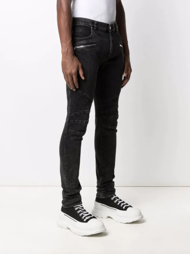 Balmain logo-patch zip-detail denim jeans