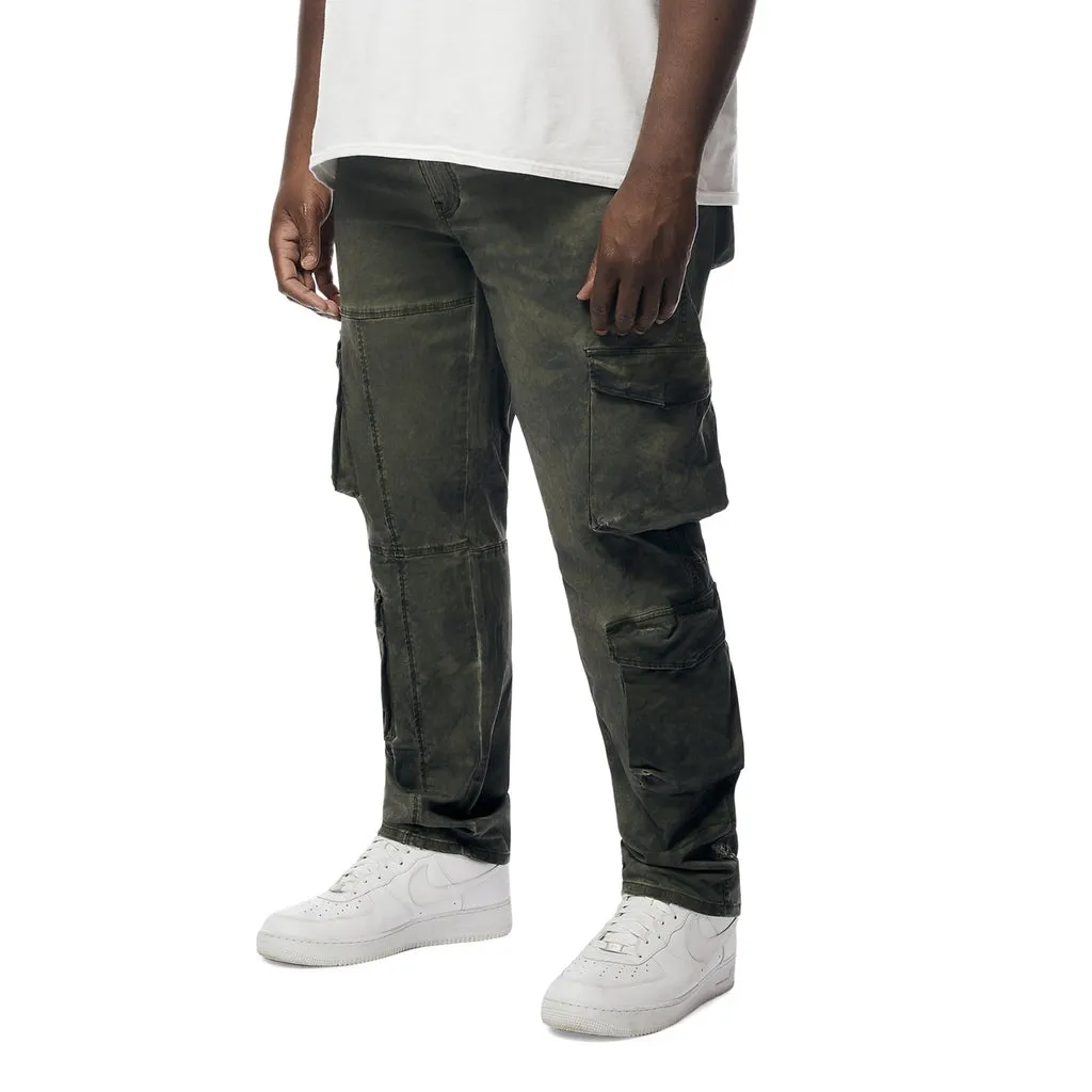 Tall Prism Green Multi-Pocket Cargo Twill Pants.