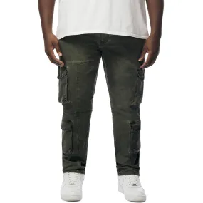 Tall Prism Green Multi-Pocket Cargo Twill Pants.
