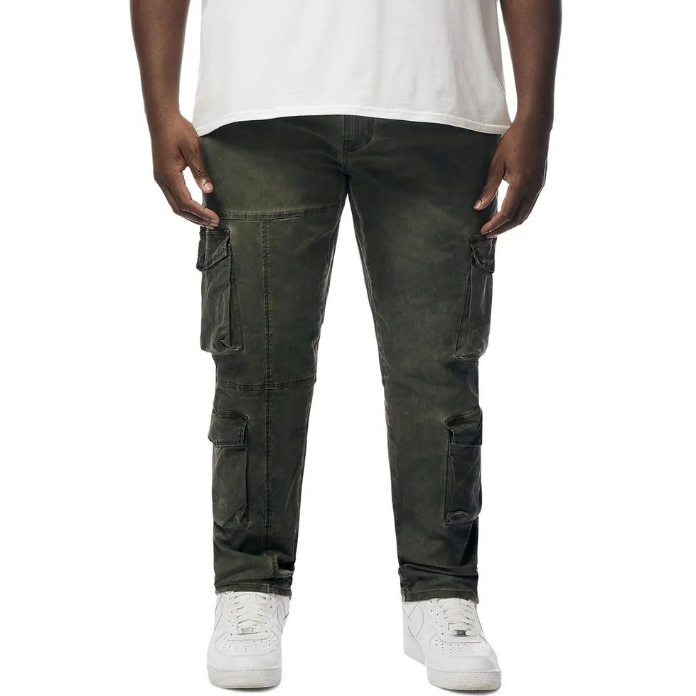 Tall Prism Green Multi-Pocket Cargo Twill Pants.