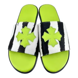 Chrome Hearts Cowhide Leather Slide Neon Green Black