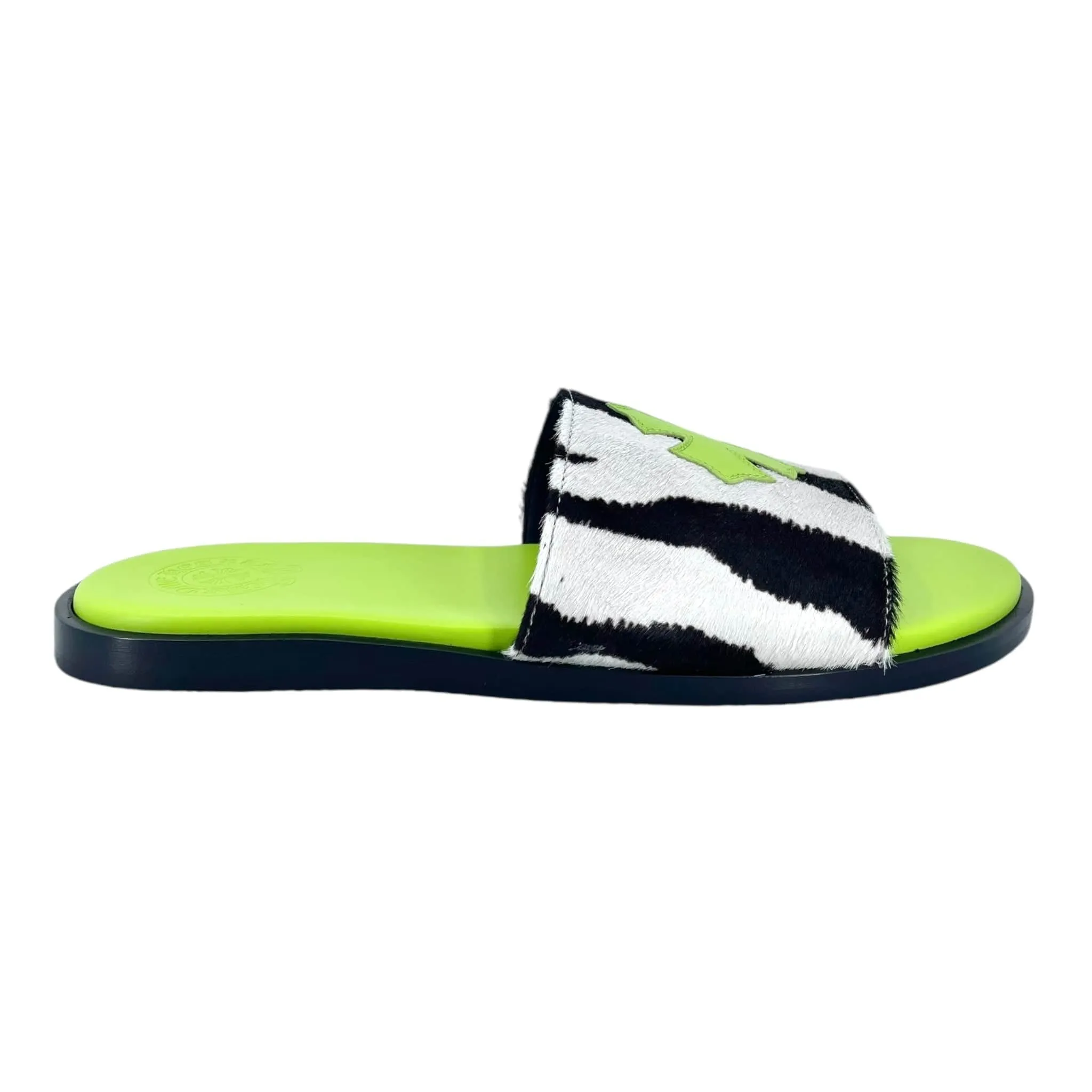 Chrome Hearts Cowhide Leather Slide Neon Green Black