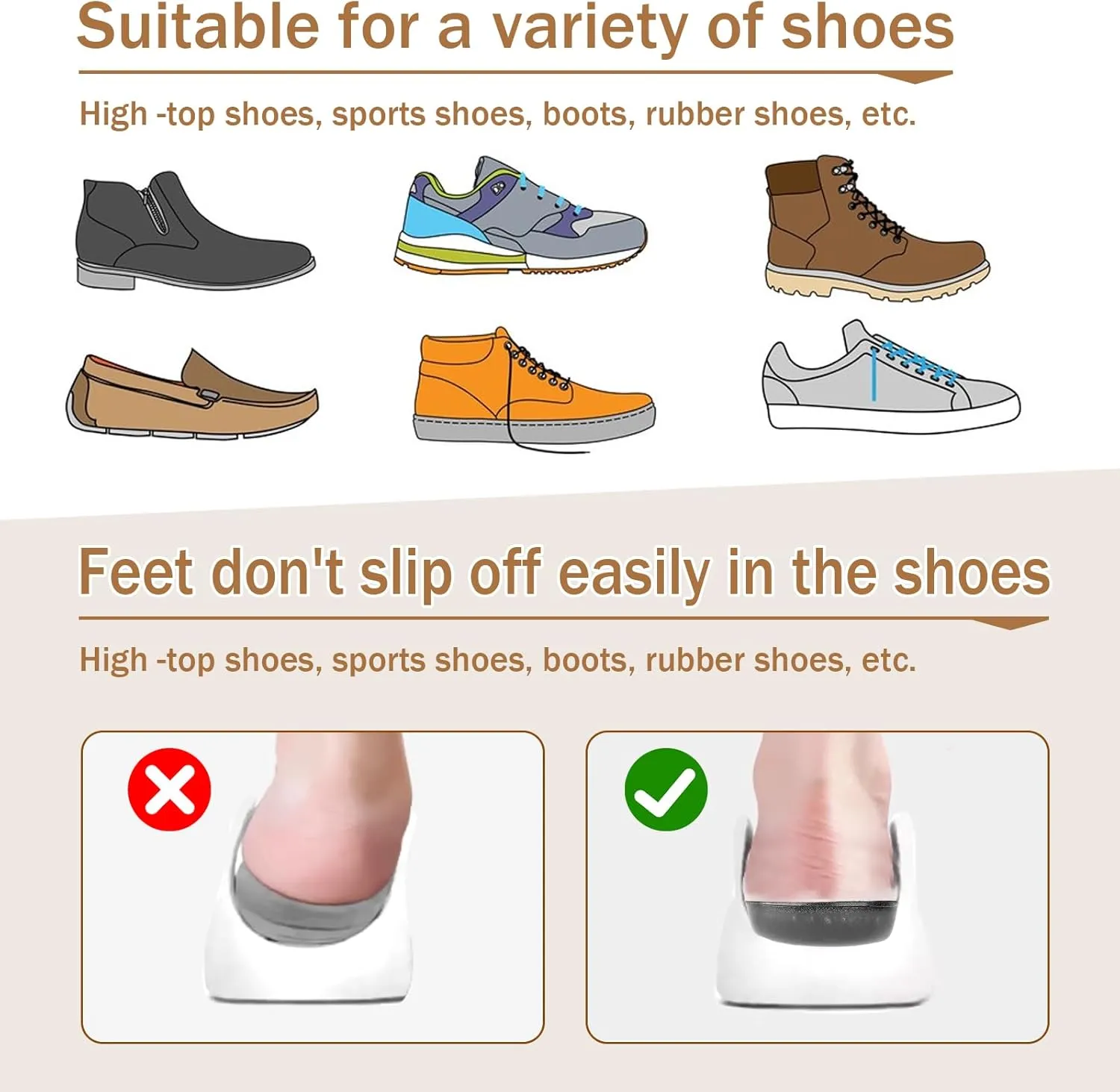 Heel Lifts, Gel Height Increasing Insoles, Soft Shoe Lifts for Uneven Legs, Shoe Lifts for Women, 0.6 Inch Heel Lifts for Leg Length Discrepancy, Comfort Half Foot Insoles for Heel Pain, Black