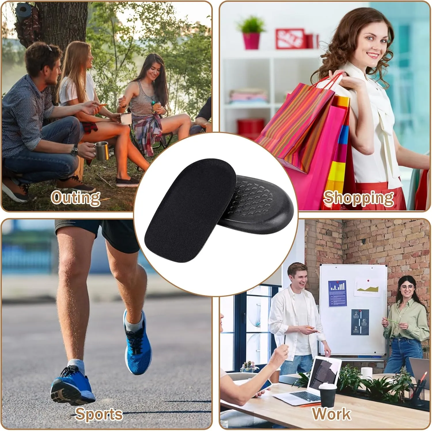 Heel Lifts, Gel Height Increasing Insoles, Soft Shoe Lifts for Uneven Legs, Shoe Lifts for Women, 0.6 Inch Heel Lifts for Leg Length Discrepancy, Comfort Half Foot Insoles for Heel Pain, Black