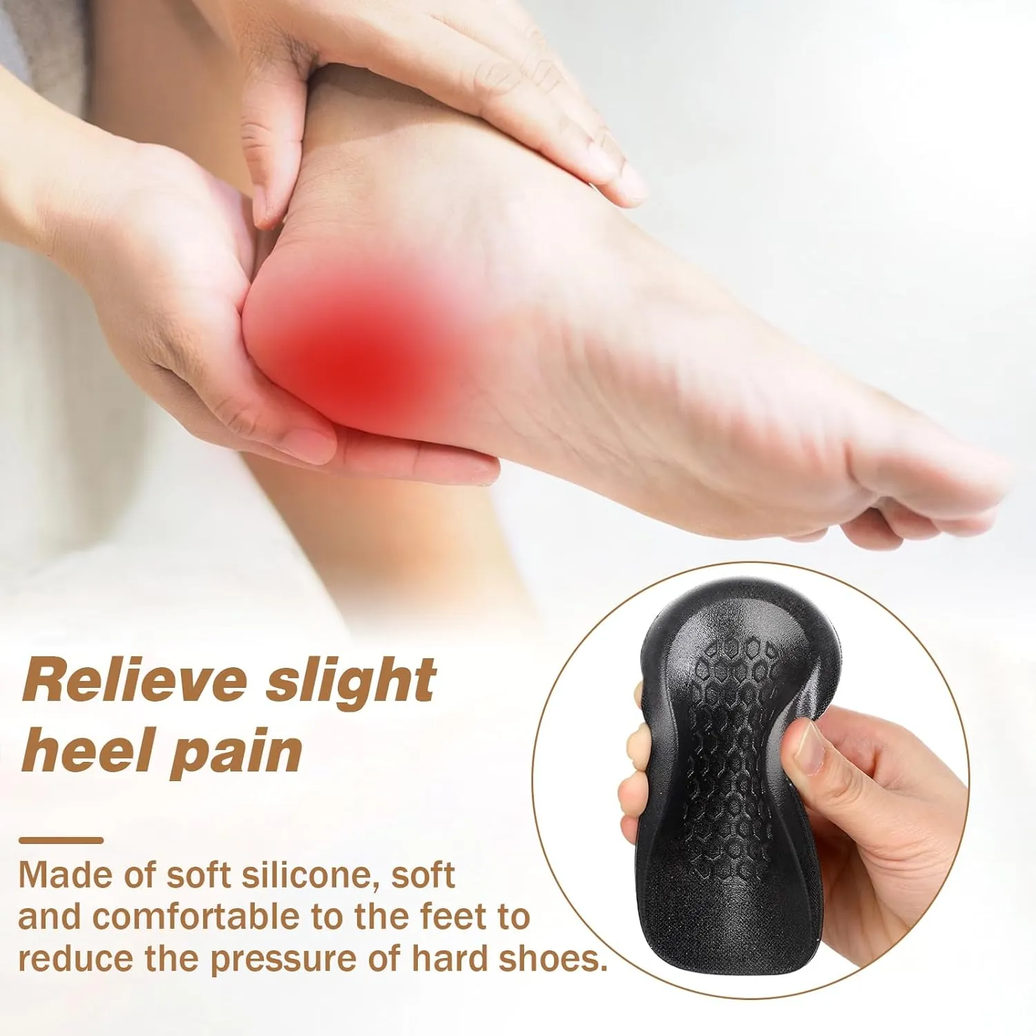 Heel Lifts, Gel Height Increasing Insoles, Soft Shoe Lifts for Uneven Legs, Shoe Lifts for Women, 0.6 Inch Heel Lifts for Leg Length Discrepancy, Comfort Half Foot Insoles for Heel Pain, Black