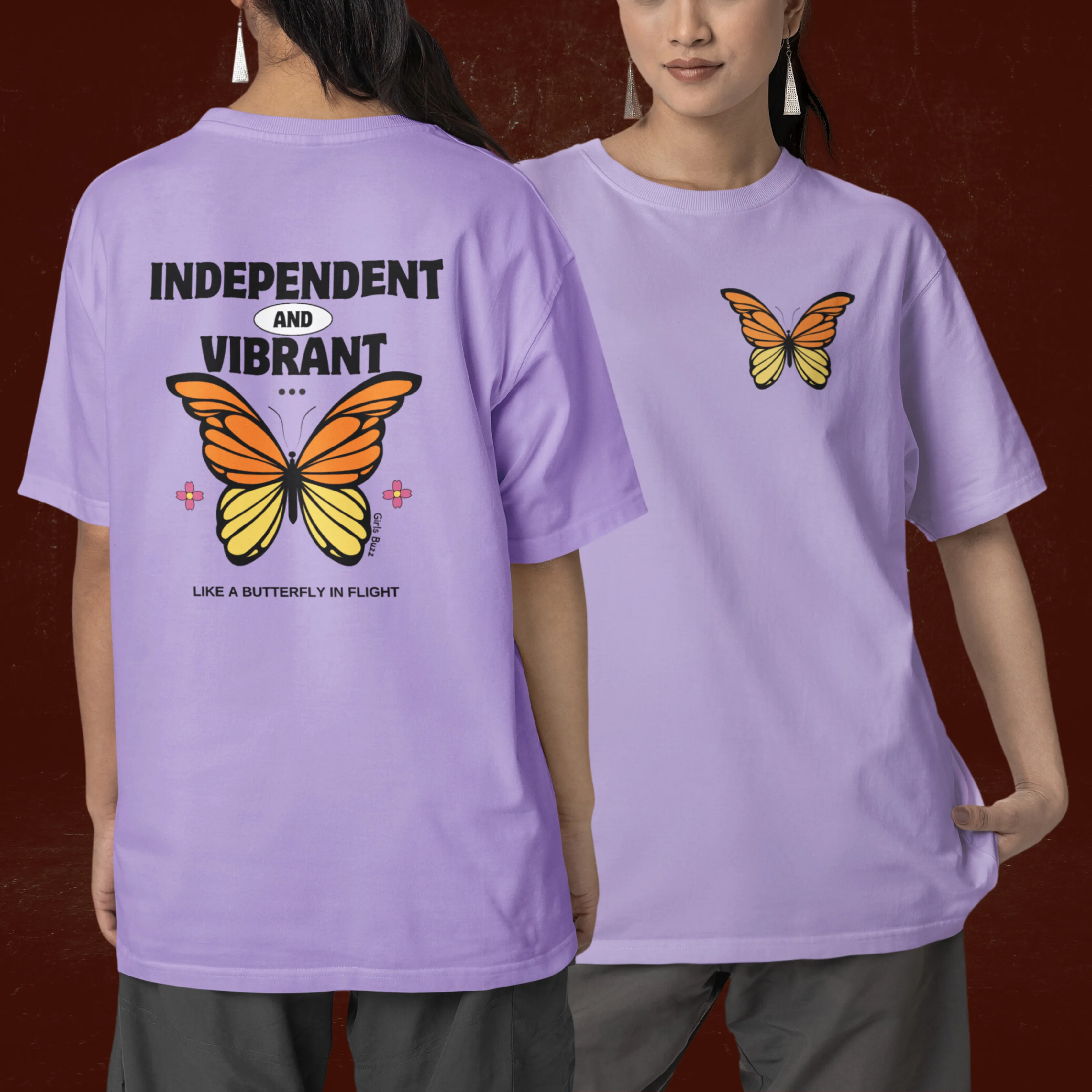 Independent And Vibrant Back Printed Oversized Tee