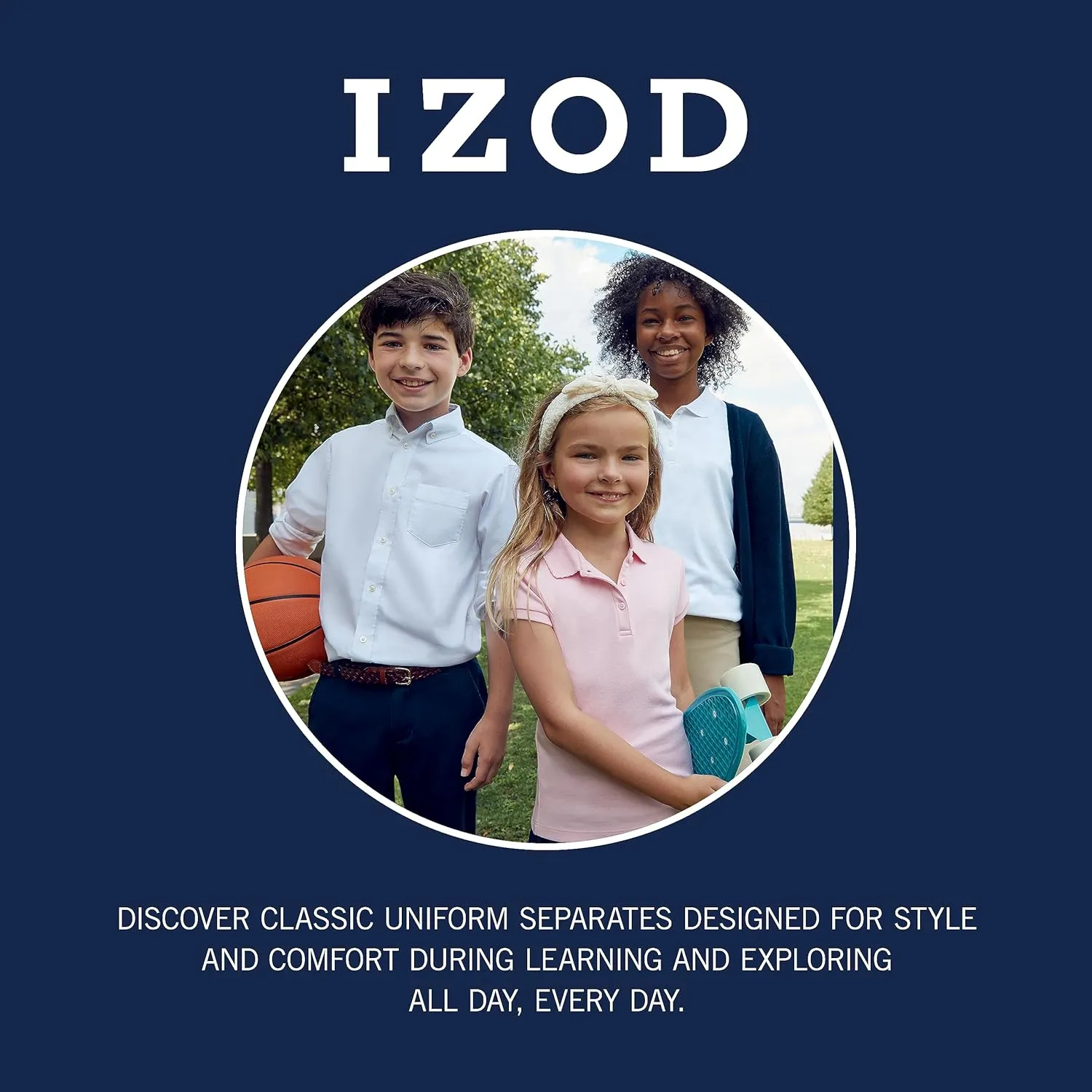 IZOD Girls' School Uniform Skinny Bermuda Twill Short