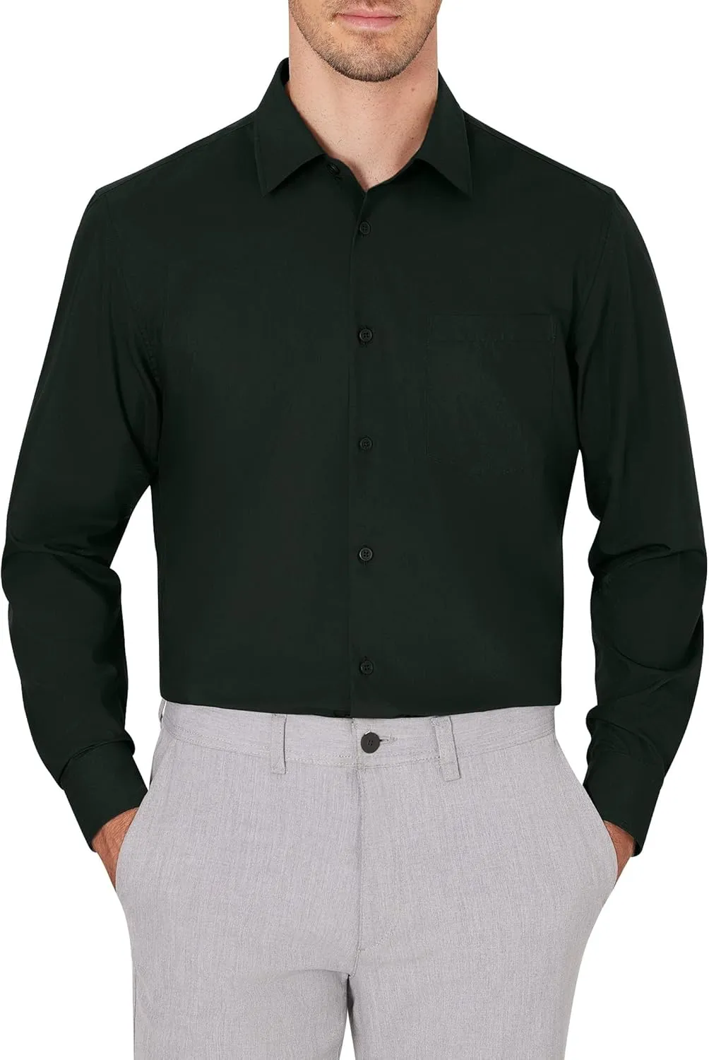 J.VER Men's Dress Shirts Wrinkle Free Long Sleeve Formal Shirt Solid Business Casual Button Down Shirts for Wedding Prom