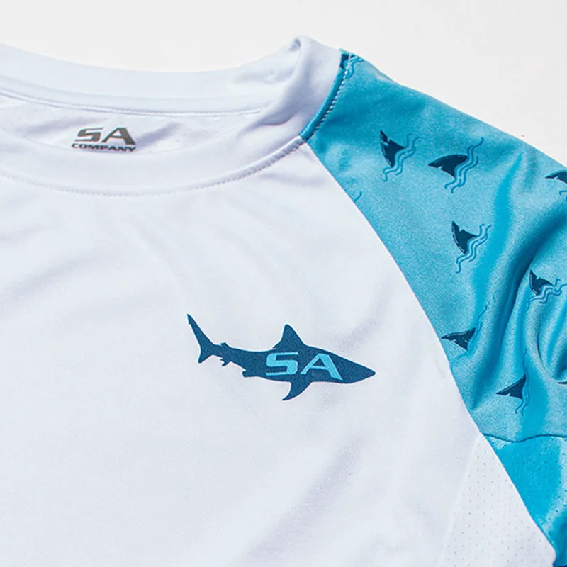 Kids Performance Long Sleeve Shirt | White | Baby Shark