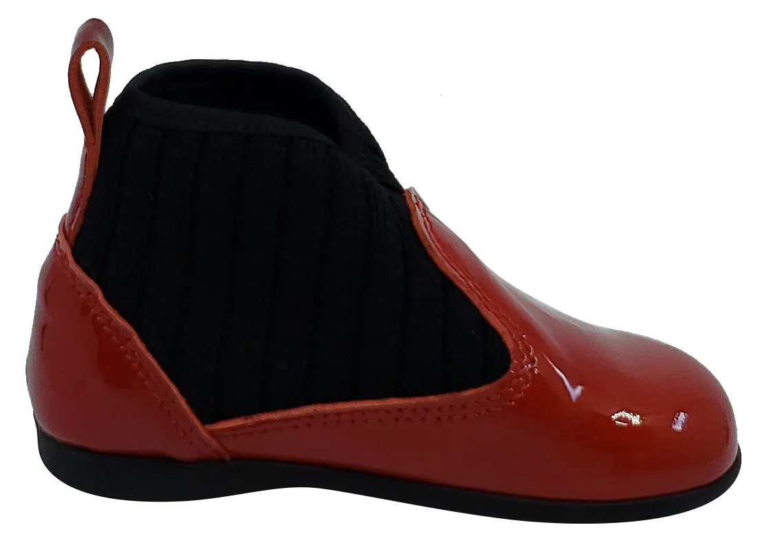 Luccini for Boy's and Girl's Red Patent Kaffir Devil Leather Sock Bootie