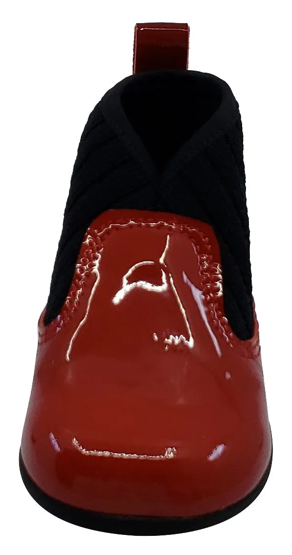 Luccini for Boy's and Girl's Red Patent Kaffir Devil Leather Sock Bootie