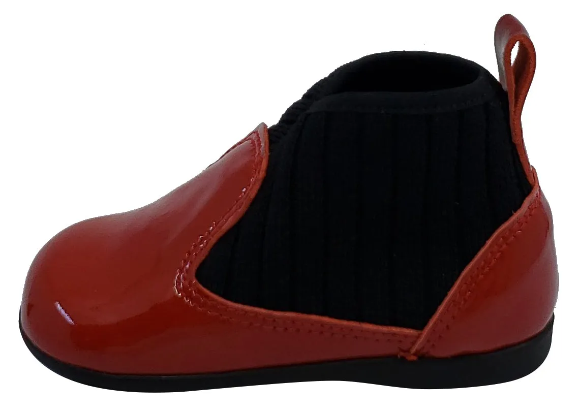 Luccini for Boy's and Girl's Red Patent Kaffir Devil Leather Sock Bootie