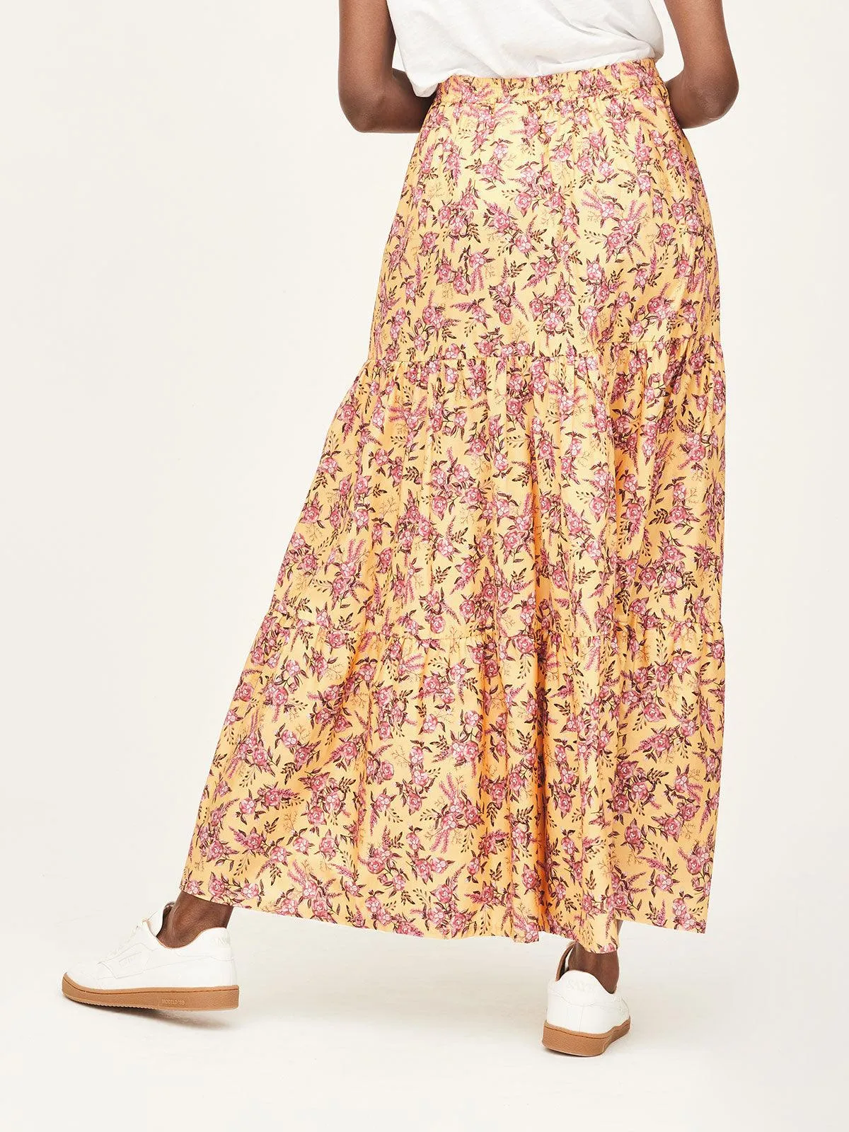 Marlett Organic Cotton Poplin Tiered Maxi Skirt