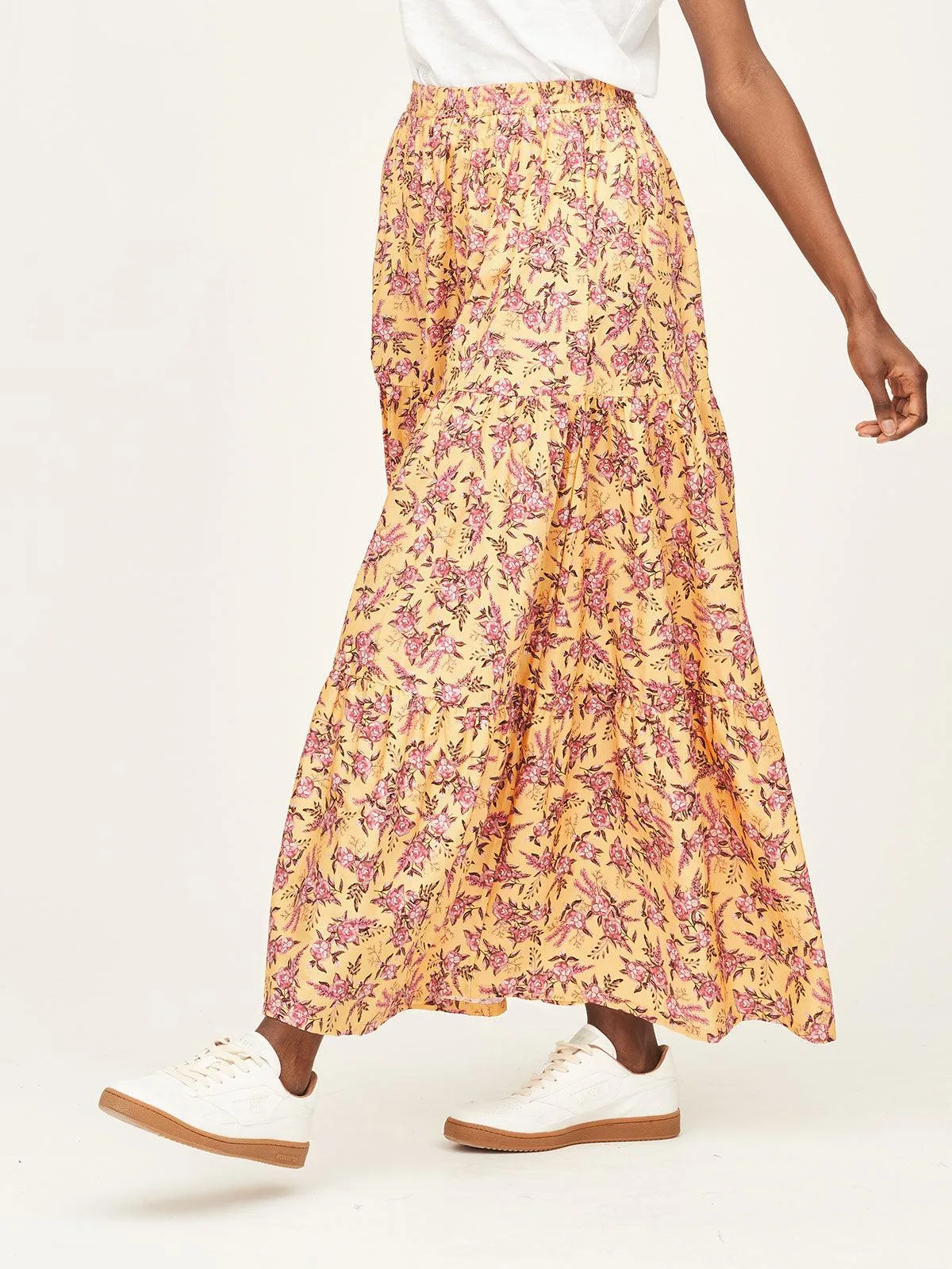 Marlett Organic Cotton Poplin Tiered Maxi Skirt