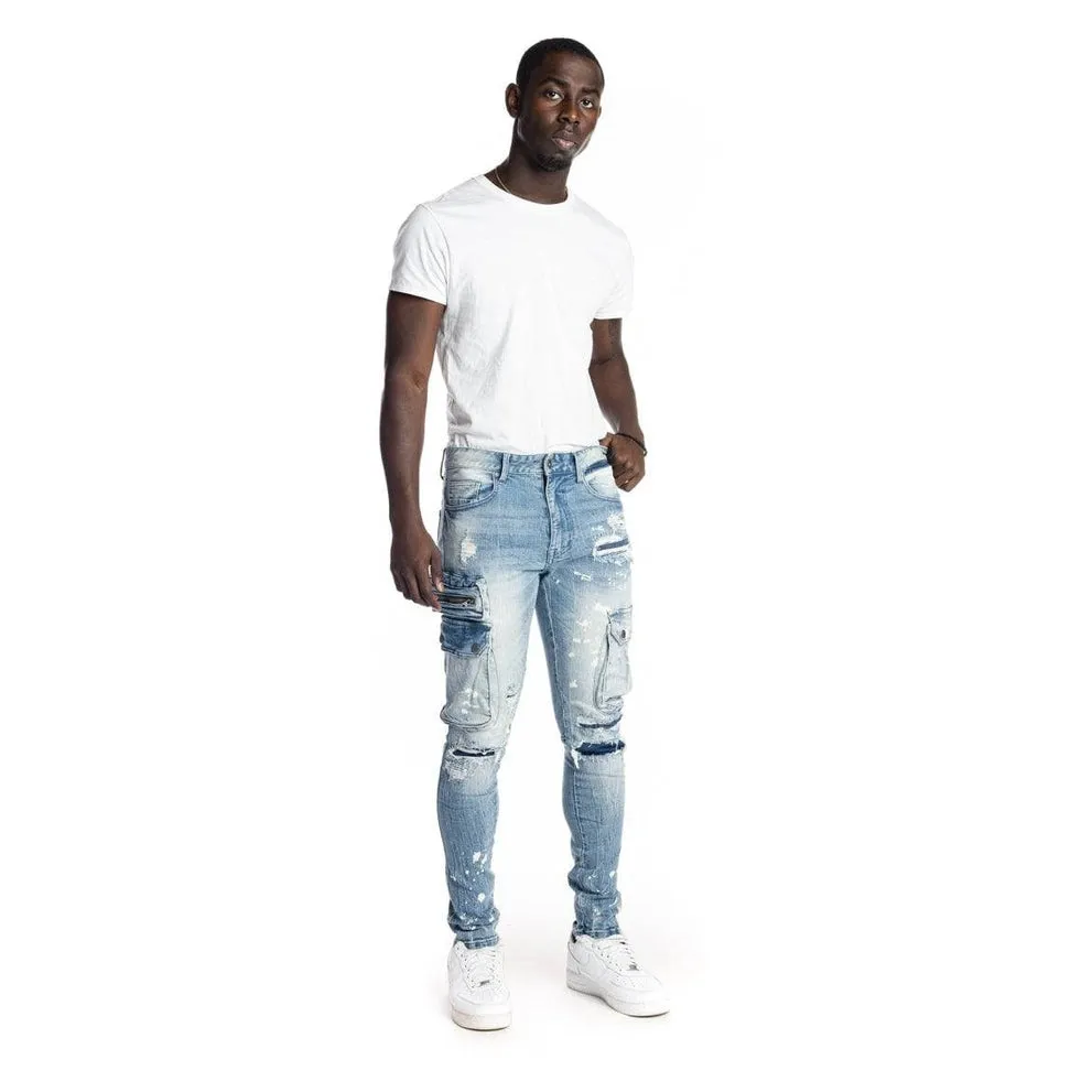 Multipocket Fashion Jeans - Nile Blue