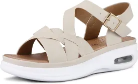 mysoft Women's Walking Sandals Comfortable Air Cushioned Support Ankle Strap Dress Sandals