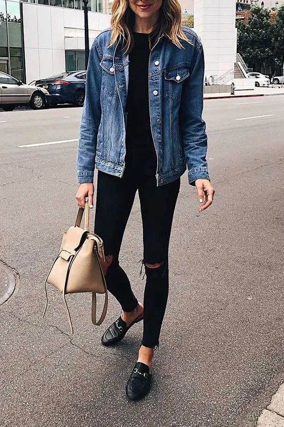 Oversized Light Washed Ripped Denim Jacket Womens
