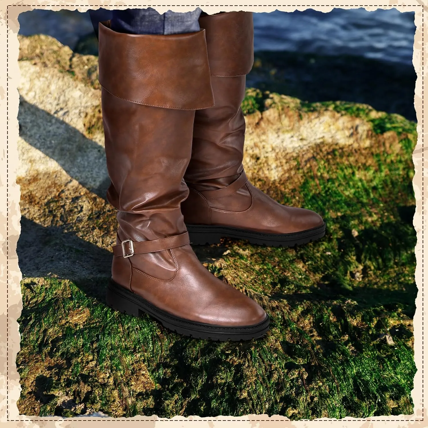 Ramede Medieval Pirate Boots Men Halloween Renaissance Boots Gothic Cosplay Costume for Men