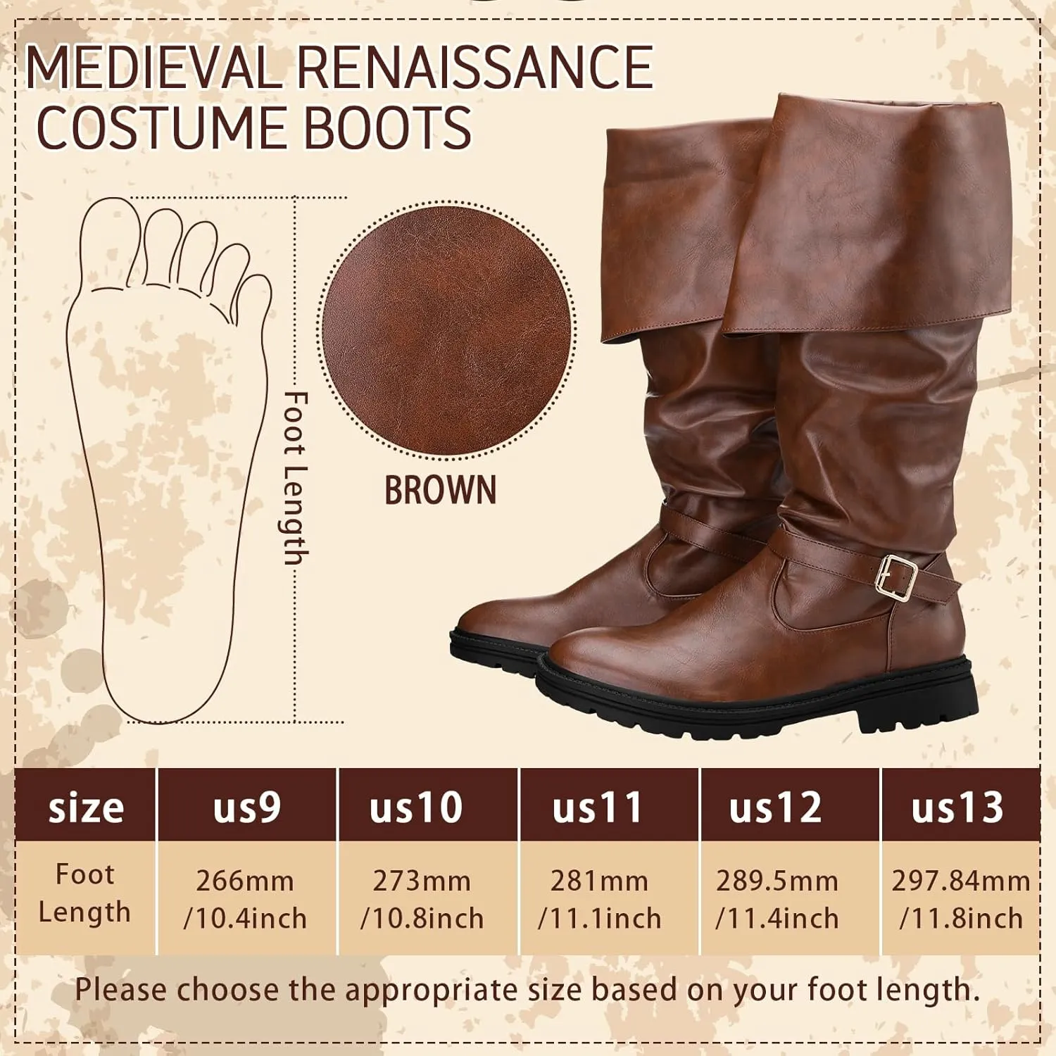 Ramede Medieval Pirate Boots Men Halloween Renaissance Boots Gothic Cosplay Costume for Men