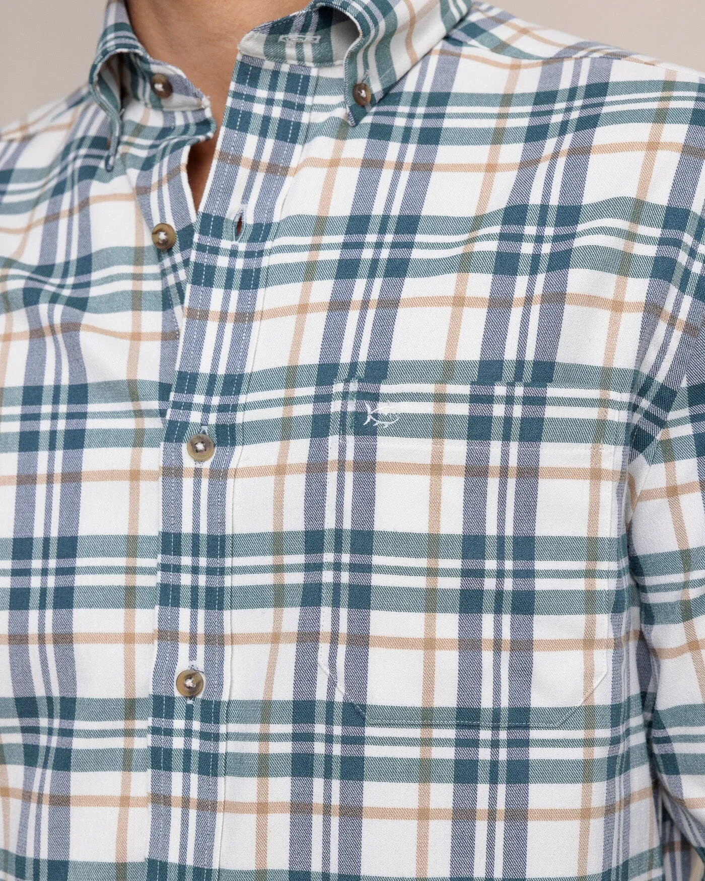 Sandbridge Plaid Flannel Intercoastal Long Sleeve Sport Shirt