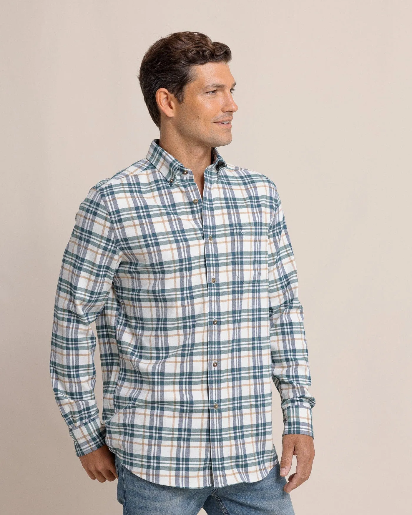 Sandbridge Plaid Flannel Intercoastal Long Sleeve Sport Shirt