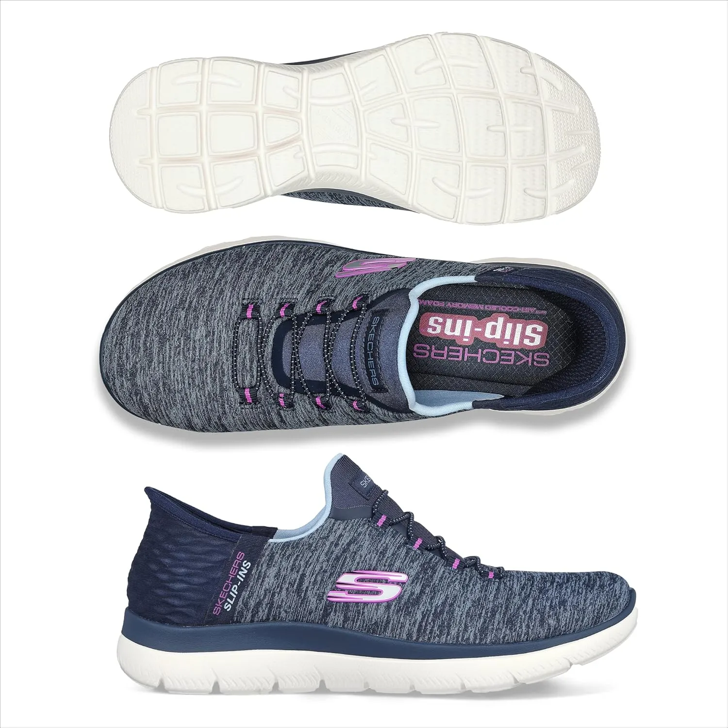 Skechers Women's Summits Hands-Free Slip-Ins ?C Memory Foam Insole, Heel Pillow, Vegan Materials Sneakers