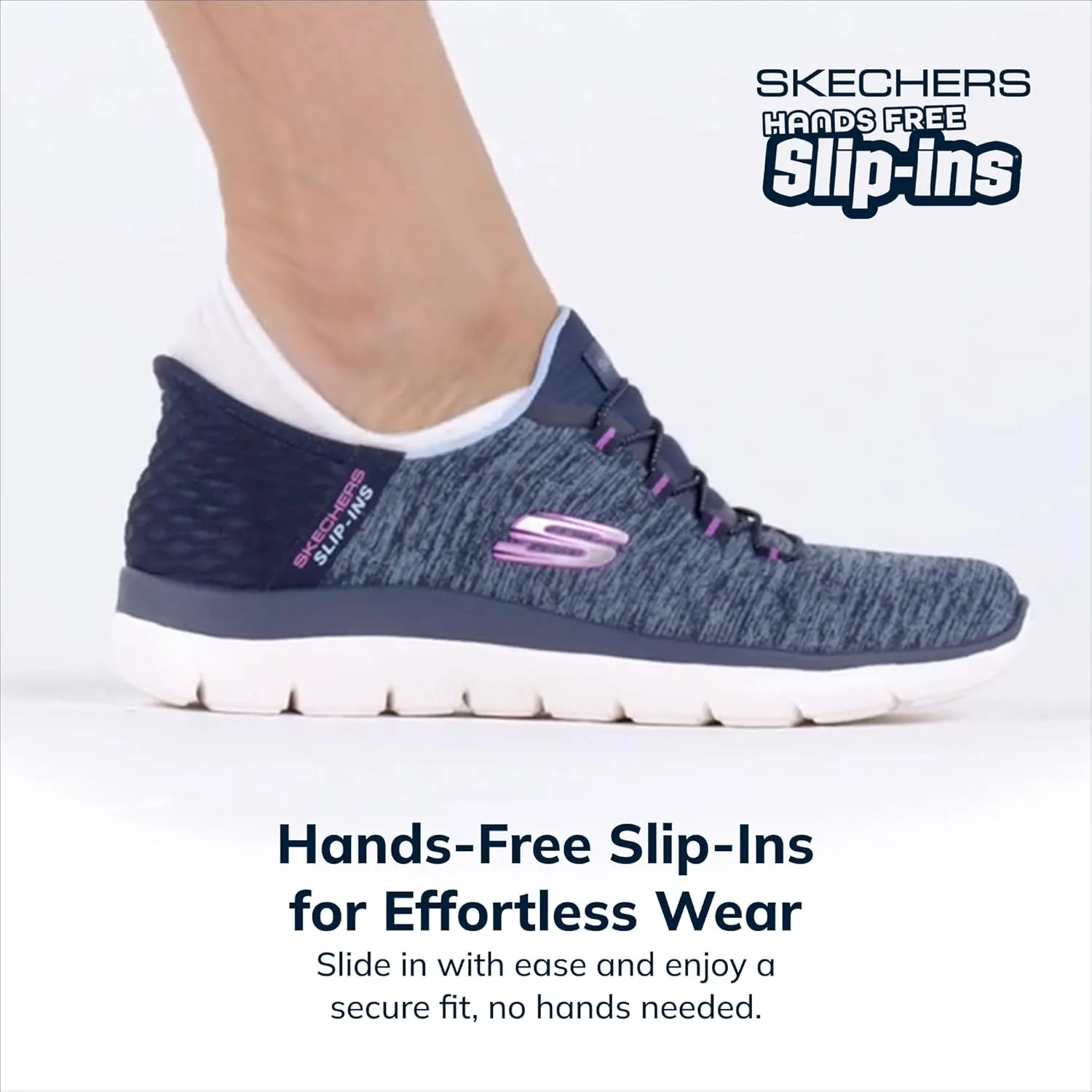 Skechers Women's Summits Hands-Free Slip-Ins ?C Memory Foam Insole, Heel Pillow, Vegan Materials Sneakers