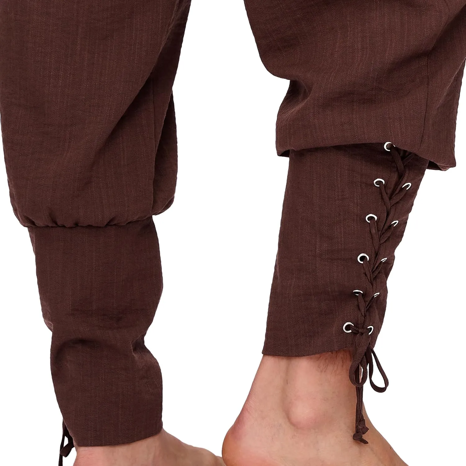 Spooktacular Creations Men Halloween Medieval Renaissance Pants With Pocket, Ankle Banded Pirate Pants, Viking Costume