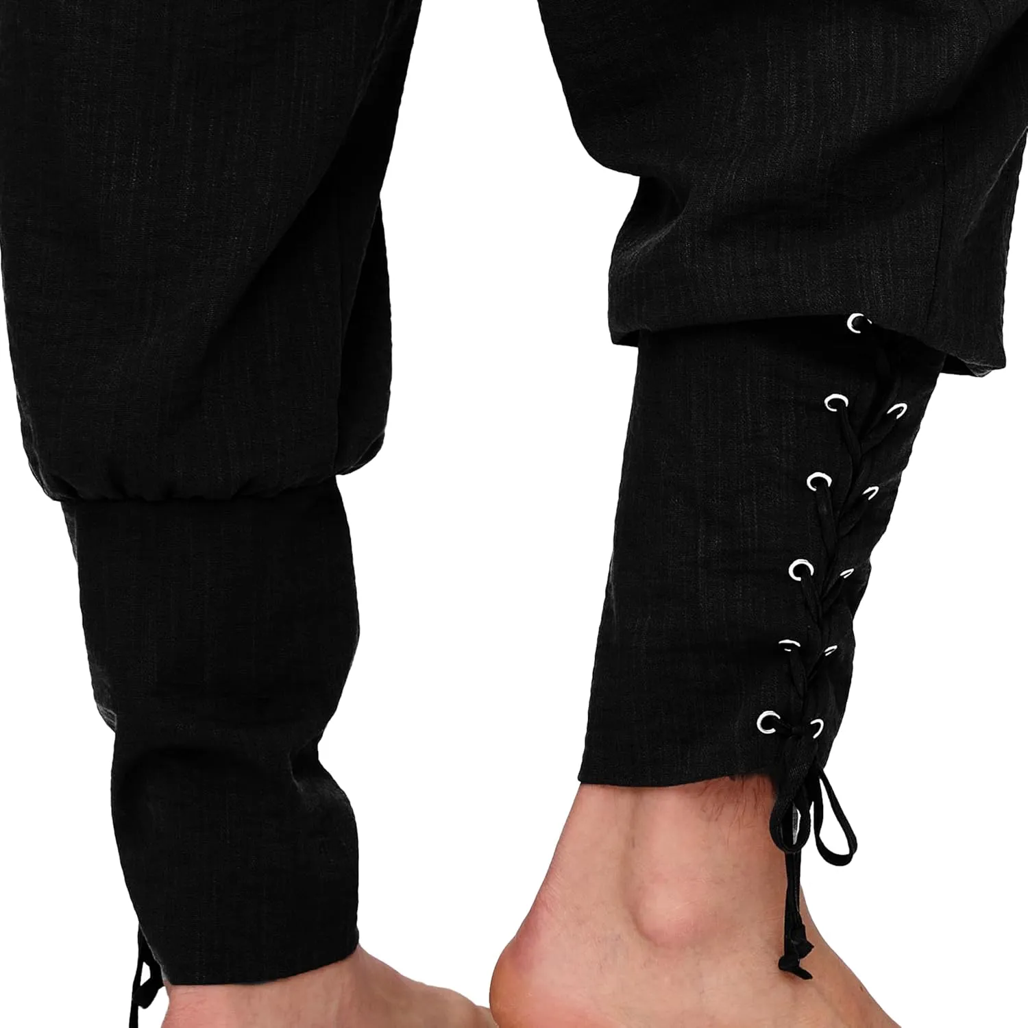 Spooktacular Creations Men Halloween Medieval Renaissance Pants With Pocket, Ankle Banded Pirate Pants, Viking Costume