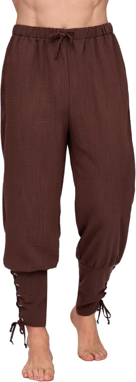 Spooktacular Creations Men Halloween Medieval Renaissance Pants With Pocket, Ankle Banded Pirate Pants, Viking Costume
