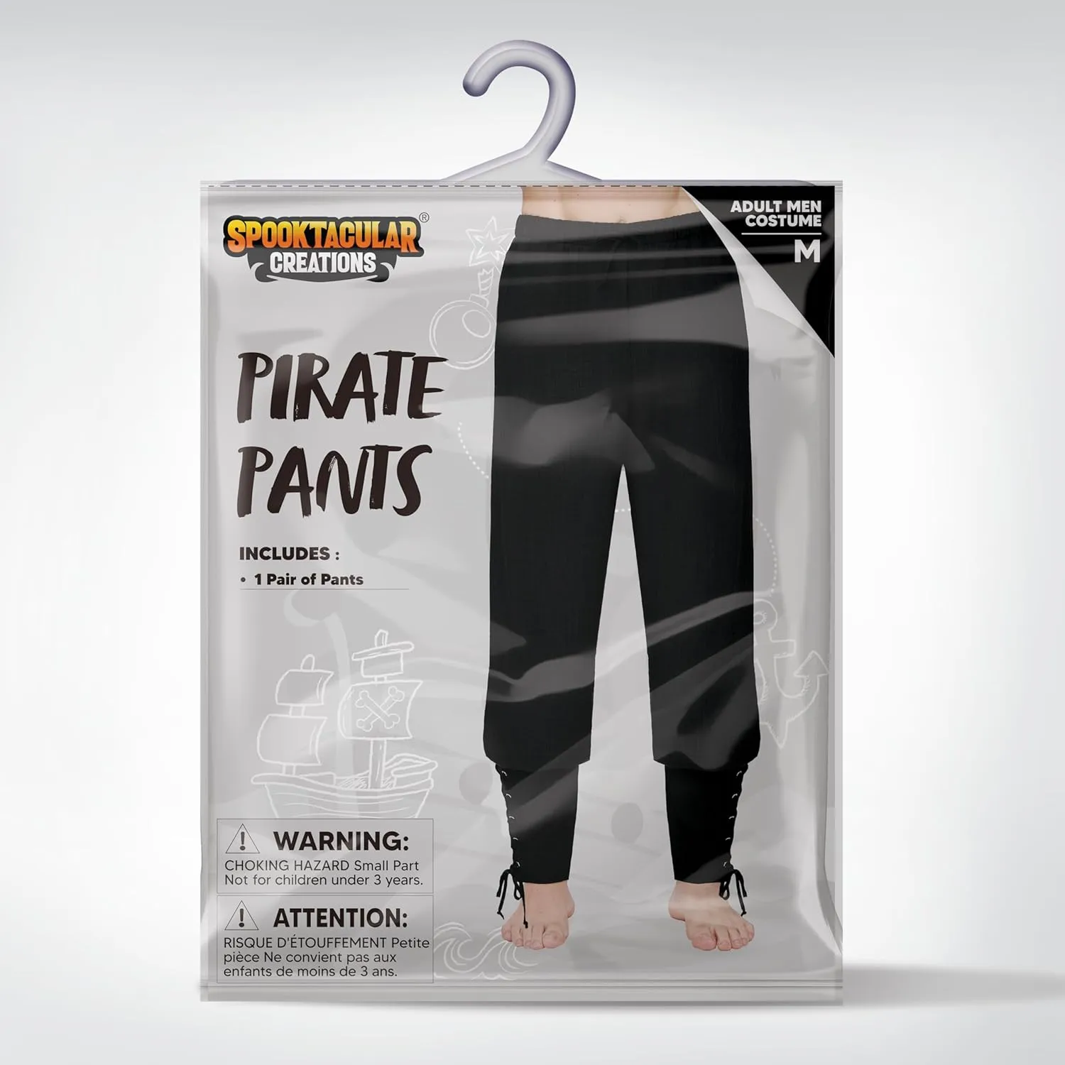 Spooktacular Creations Men Halloween Medieval Renaissance Pants With Pocket, Ankle Banded Pirate Pants, Viking Costume