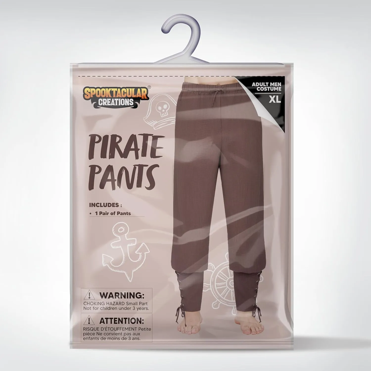 Spooktacular Creations Men Halloween Medieval Renaissance Pants With Pocket, Ankle Banded Pirate Pants, Viking Costume
