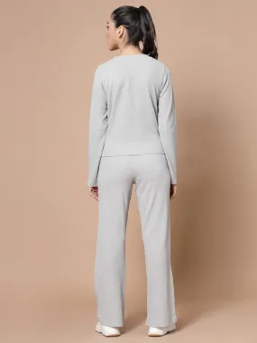 V Neck Long Sleeves Odour Free Top With Trouser For Women